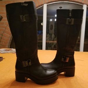 Roberto Botticelli 38 black leather knee high boot